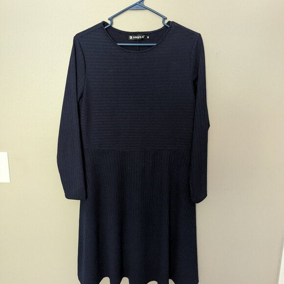 Allegra K Women's Fall Dress Long Sleeve Round Neck A Line Basic - Picture 3 of 5